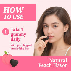 Retail packaging display of Bodied by Bella Butt Gummies peach shake