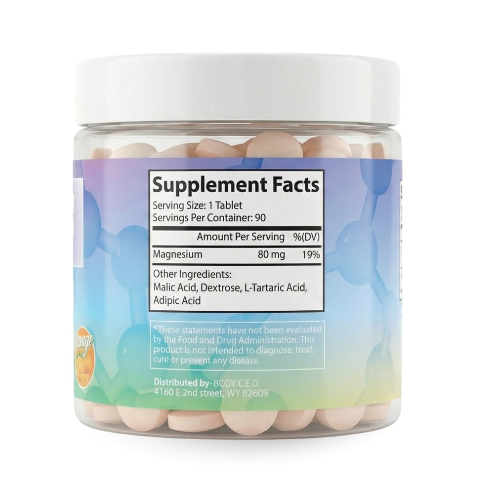 Tablet from BODY C.E.O. dissolving in water for refreshing hydration.