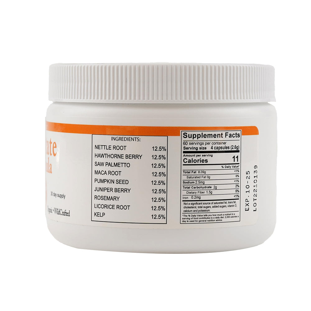 Body Force Prostate Formula herbal ingredients spread highlighting nutrient-rich botanicals.