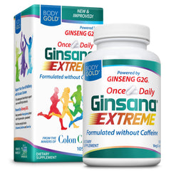 Body Gold Ginsana Energy capsules close-up, steady focus and daytime energy support.