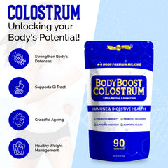 BodyBoost Premium Colostrum powder scoop for easy daily dosing