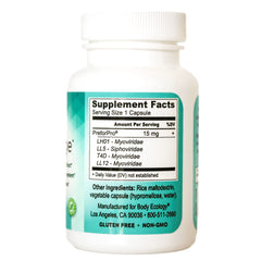 Body Ecology EcoPhage capsules close-up show prebiotic and probiotic blend for gut balance