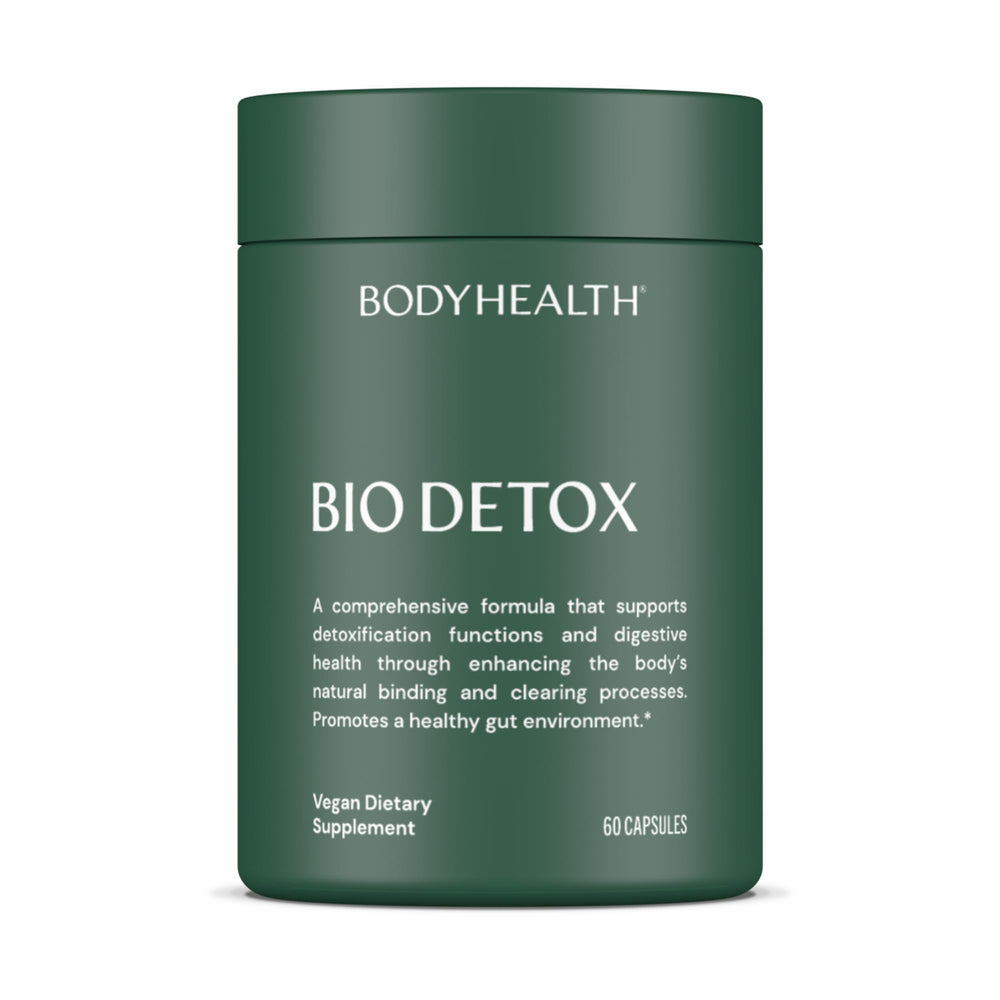 BodyHealth Bio Detox bottle with capsules ready for daily detox support.