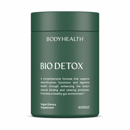 BodyHealth Bio Detox bottle with capsules ready for daily detox support.
