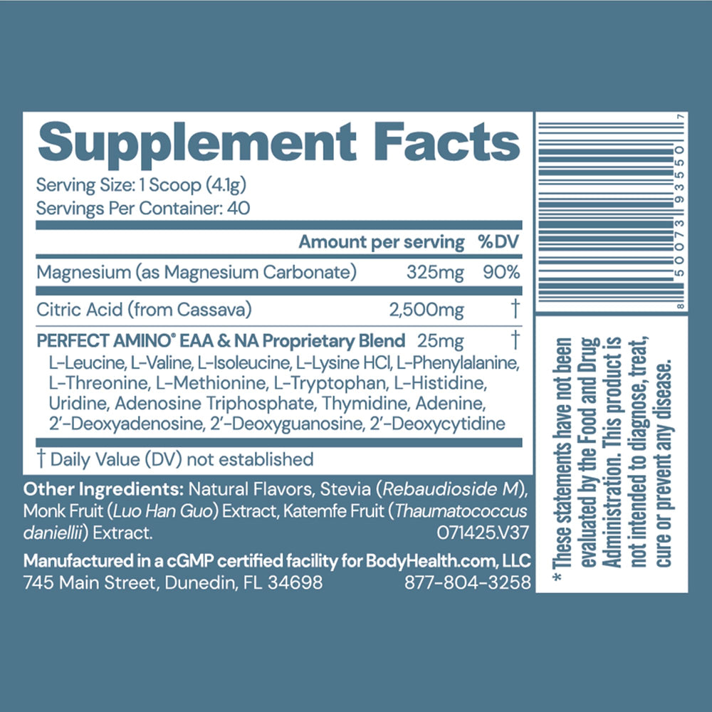 BodyHealth Body Calm label close-up highlighting vegan ingredients and clean formula.