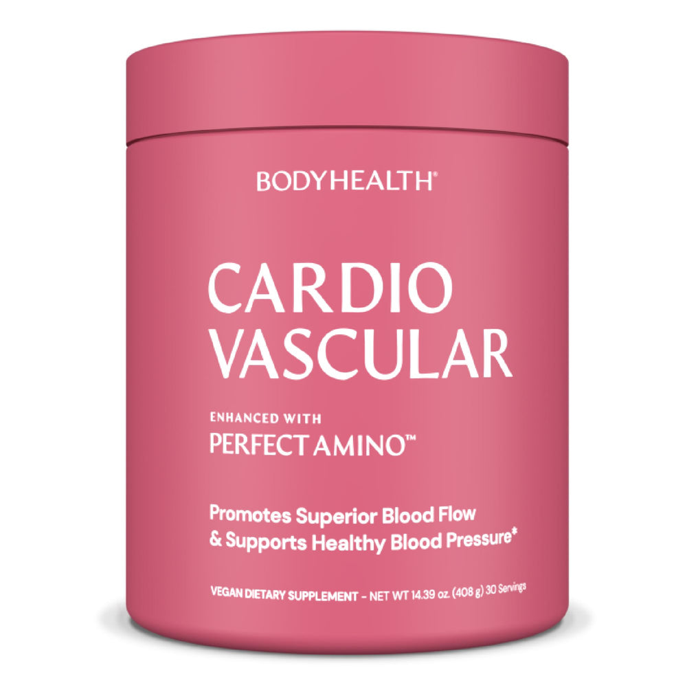 BodyHealth Cardio Vascular bottle closeup highlighting heart health support.