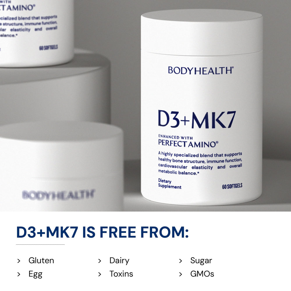 BodyHealth D3 + MK7 serving suggestion with water.