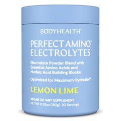 BodyHealth PerfectAmino Electrolyte Lemon Lime bottle for long-lasting hydration during workouts
