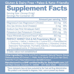 BodyHealth PerfectAmino Electrolytes scoop showing precise dosing for easy mixing.