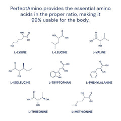 BodyHealth PerfectAmino nutrition facts label highlights plant-based EAAs.