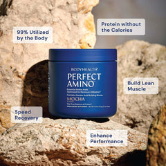 BodyHealth PerfectAmino label image, nucleic acid boost for protein synthesis support.