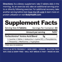 Close-up of pills shows pure amino acids for lean muscle maintenance
