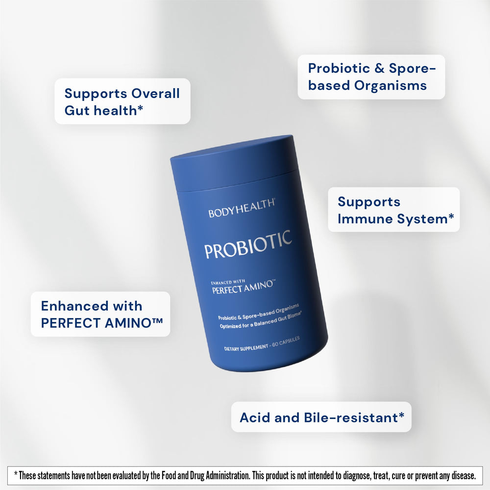 On-the-go usage scene with BodyHealth Probiotic PerfectAmino for daily digestion support
