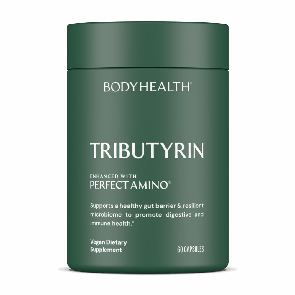 BodyHealth Tributyrin 200mg bottle front view for gut health support.