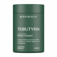 BodyHealth Tributyrin 200mg bottle front view for gut health support.