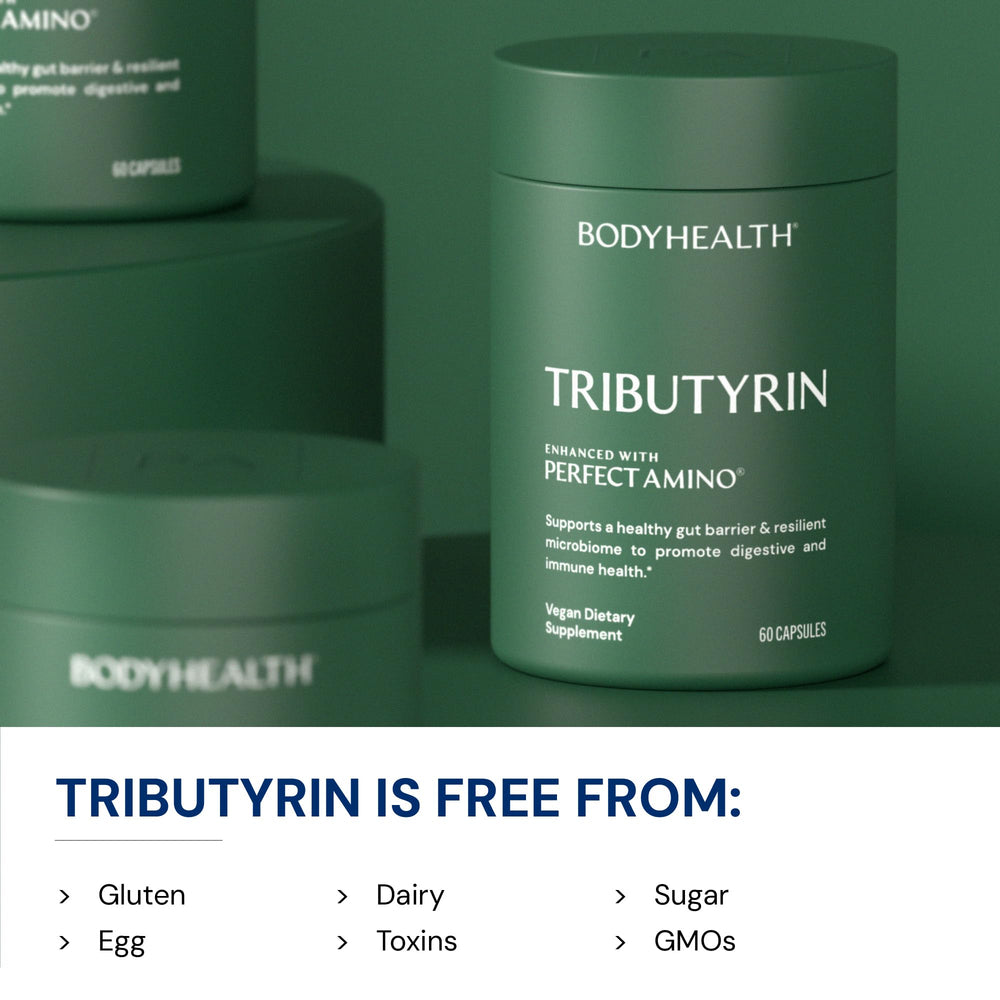 BodyHealth Tributyrin daily-use scene suggesting digestive comfort and balance.