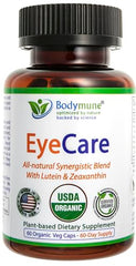 Bodymune EyeCare ingredient stack highlights lutein and zeaxanthin for macula support.