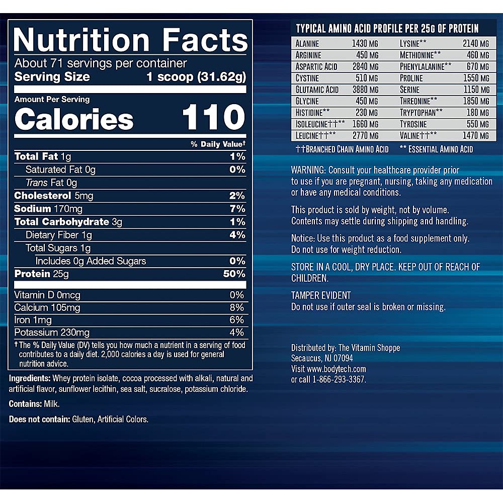 BodyTech Whey Protein Isolate powder closeup highlighting purity and mixability