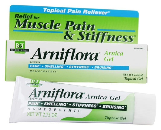 Boericke & Tafel Arniflora Arnica Gel bottle pour provides cooling relief for minor muscle discomfort.