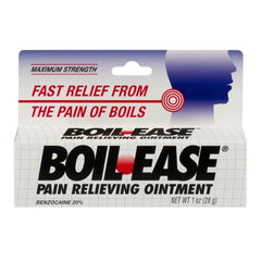 Boil Ease pain-relieving ointment 1 oz tube for quick boil discomfort relief.