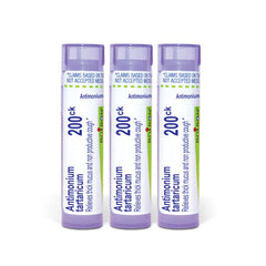 Boiron Antimonium Tartaricum 200Ck pellets bottle for cough relief.