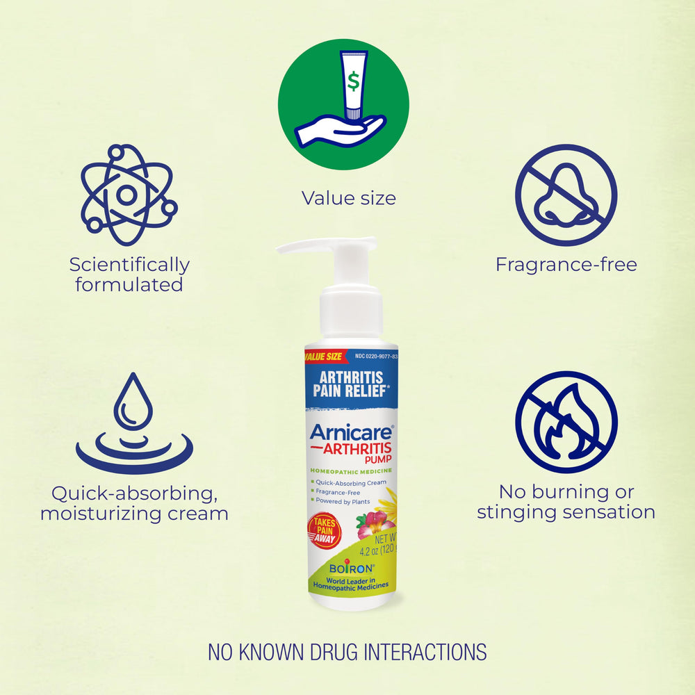 Boiron Arnicare Arthritis Cream dye-free option without strong odor