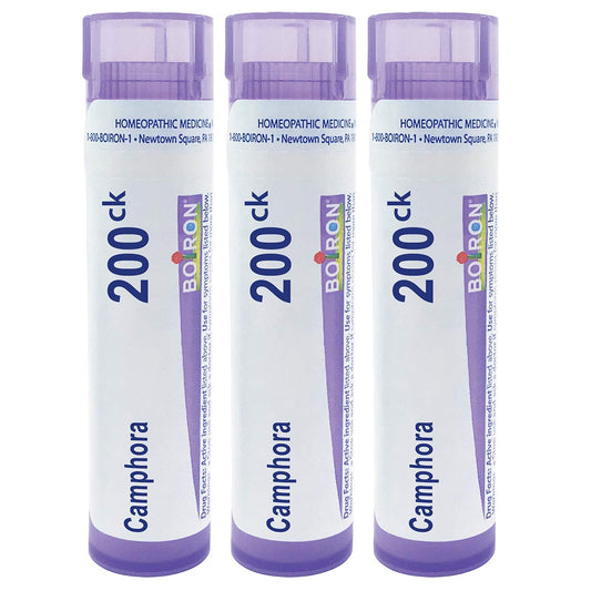 Boiron Camphora 200CK bottle shown for convenient cold onset support