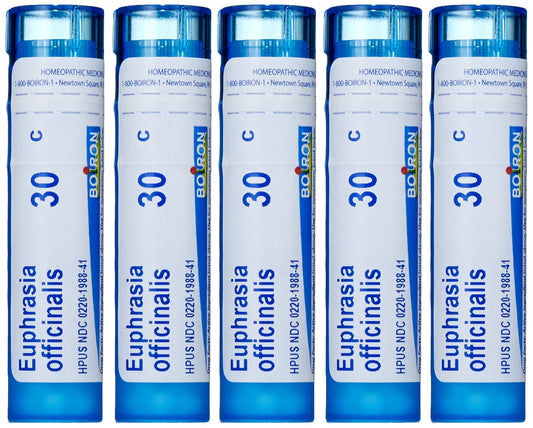 Boiron Euphrasia 30C packaging shown for gentle eye care support.