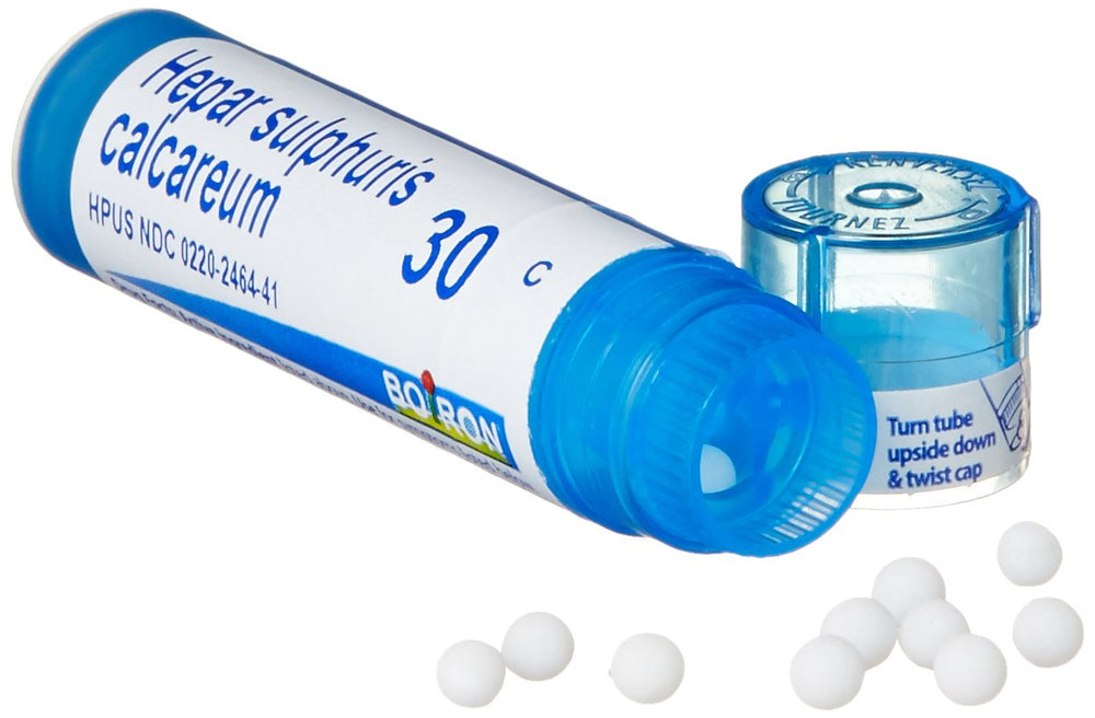 Boiron Hepar Sulphuris Calcareum 30C pellets for on-the-go cough support