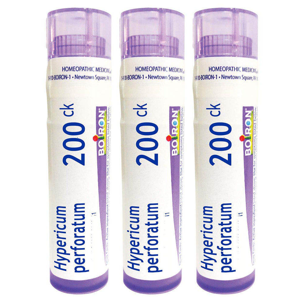 Boiron Hypericum perforatum 200CK pellets in a tube for quick dosing.