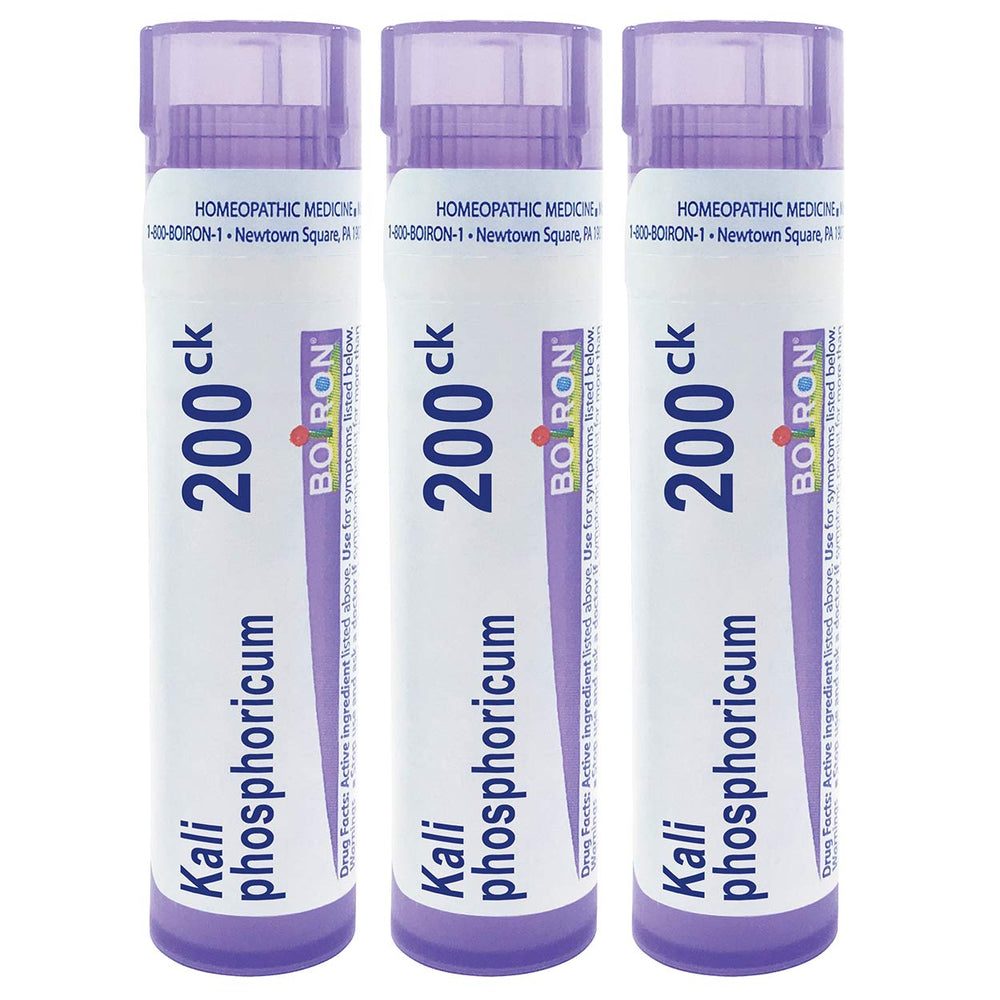 Boiron Kali Phosphoricum 200CK pellets in a tube for easy dosing.