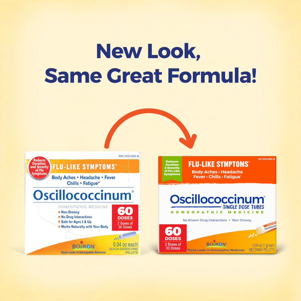 Front view of Boiron Oscillococcinum packaging for home use.