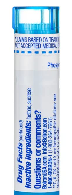 Boiron Phosphorus 30C packaging highlights absence of artificial colors.