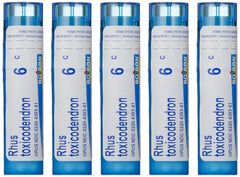 Boiron Rhus Toxicodendron 6C pellets in tubes front for gentle joint support