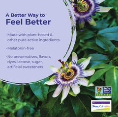 Bottle label emphasizes melatonin-free and non-habit forming.