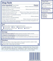 Boiron StressCalm bottle label closeup highlights plant-based calm.