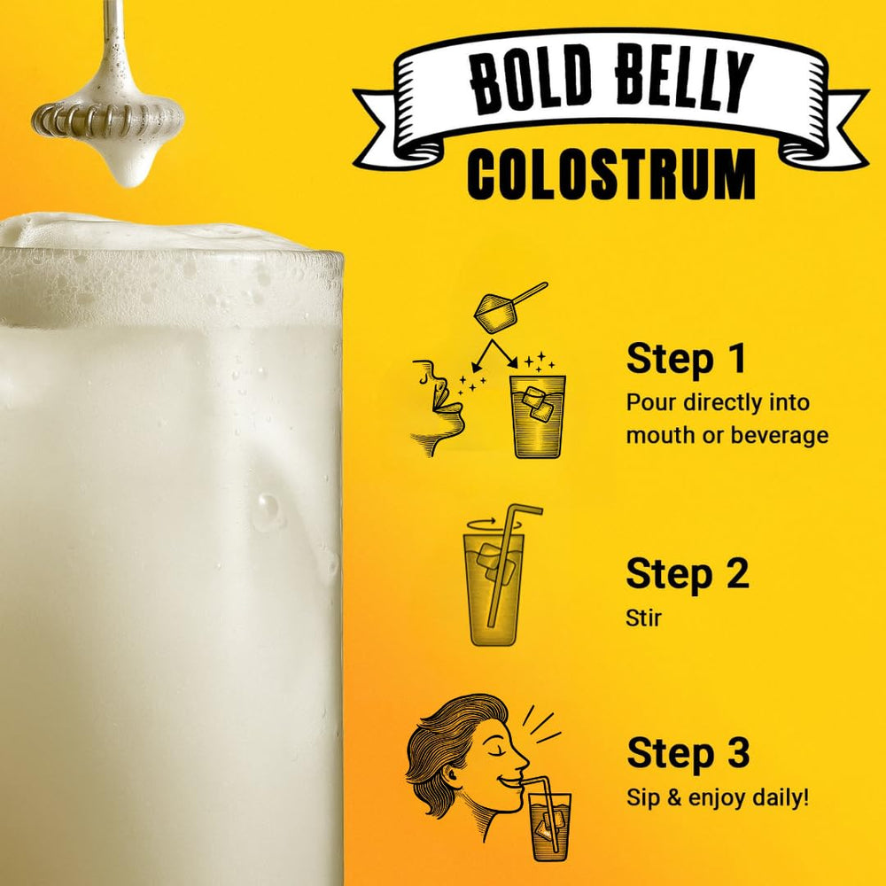 Compact, shelf-stable Bold Belly Colostrum Powder jar stored for travel