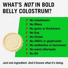 Bold Belly Colostrum Powder 5 g scoop beside the jar for easy daily use