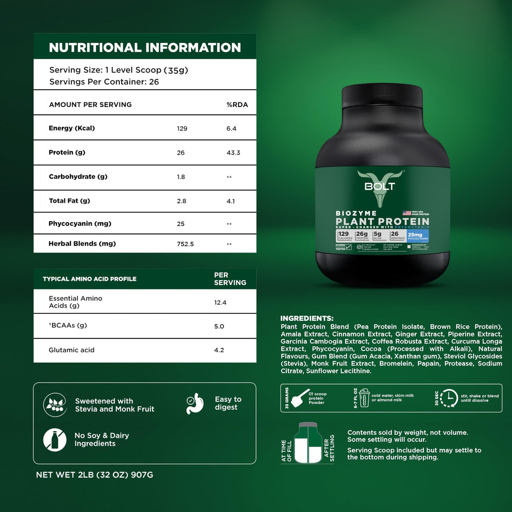 Bolt Biozyme Vanilla ingredients scene featuring pea and rice protein fusion