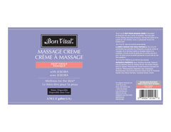 Bon Vital' Deep Tissue Massage Creme texture closeup highlights quick-absorb, non-greasy formula for clients.
