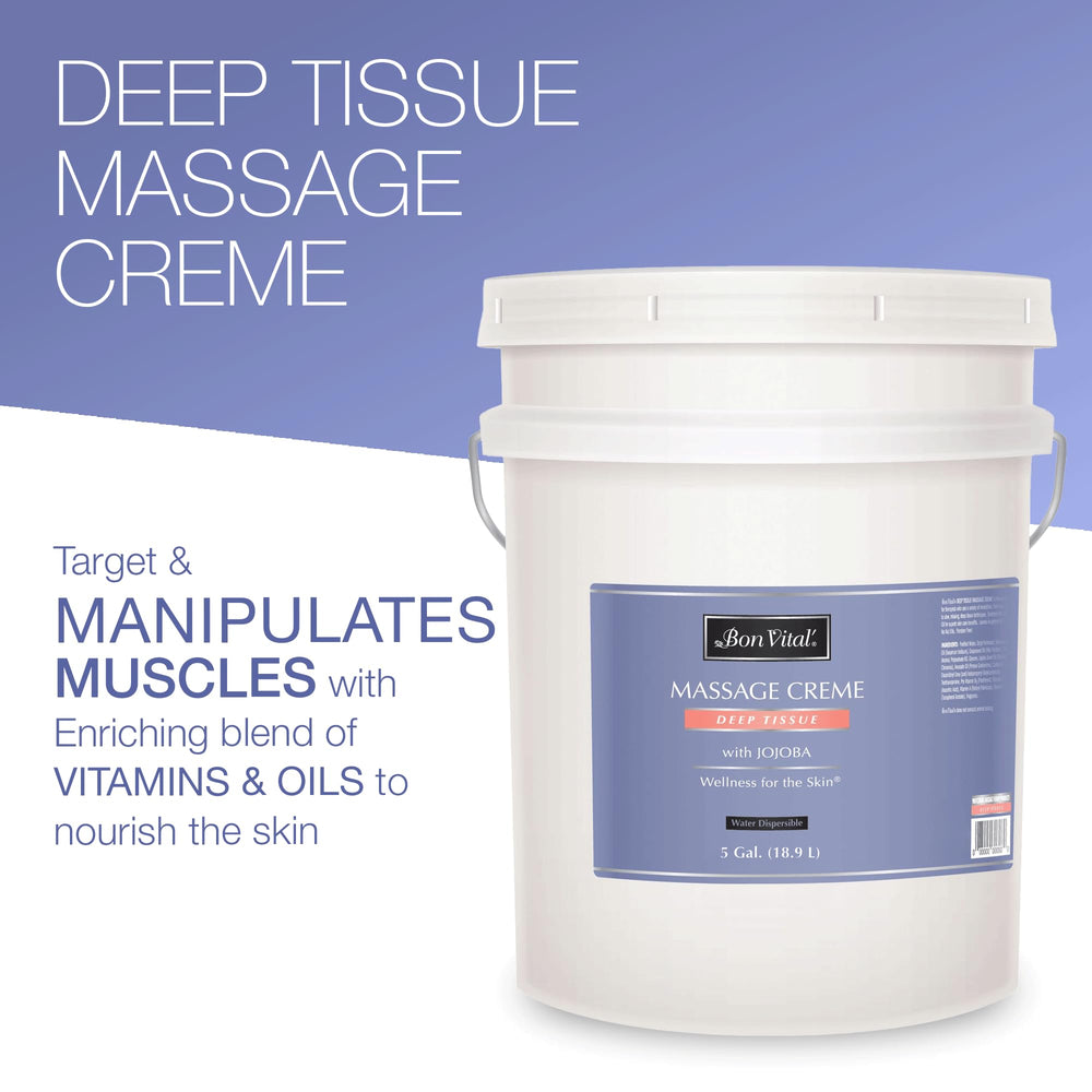Hydrating blend with grapeseed, jojoba, avocado oils nourishes skin during massage.