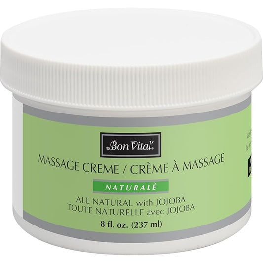Bon Vital' Naturale Massage Creme full-body glide for Swedish and deep tissue sessions.