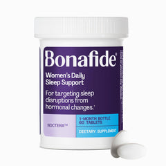 Bonafide Noctera bottle front showing daily sleep support for hormonal disruptions