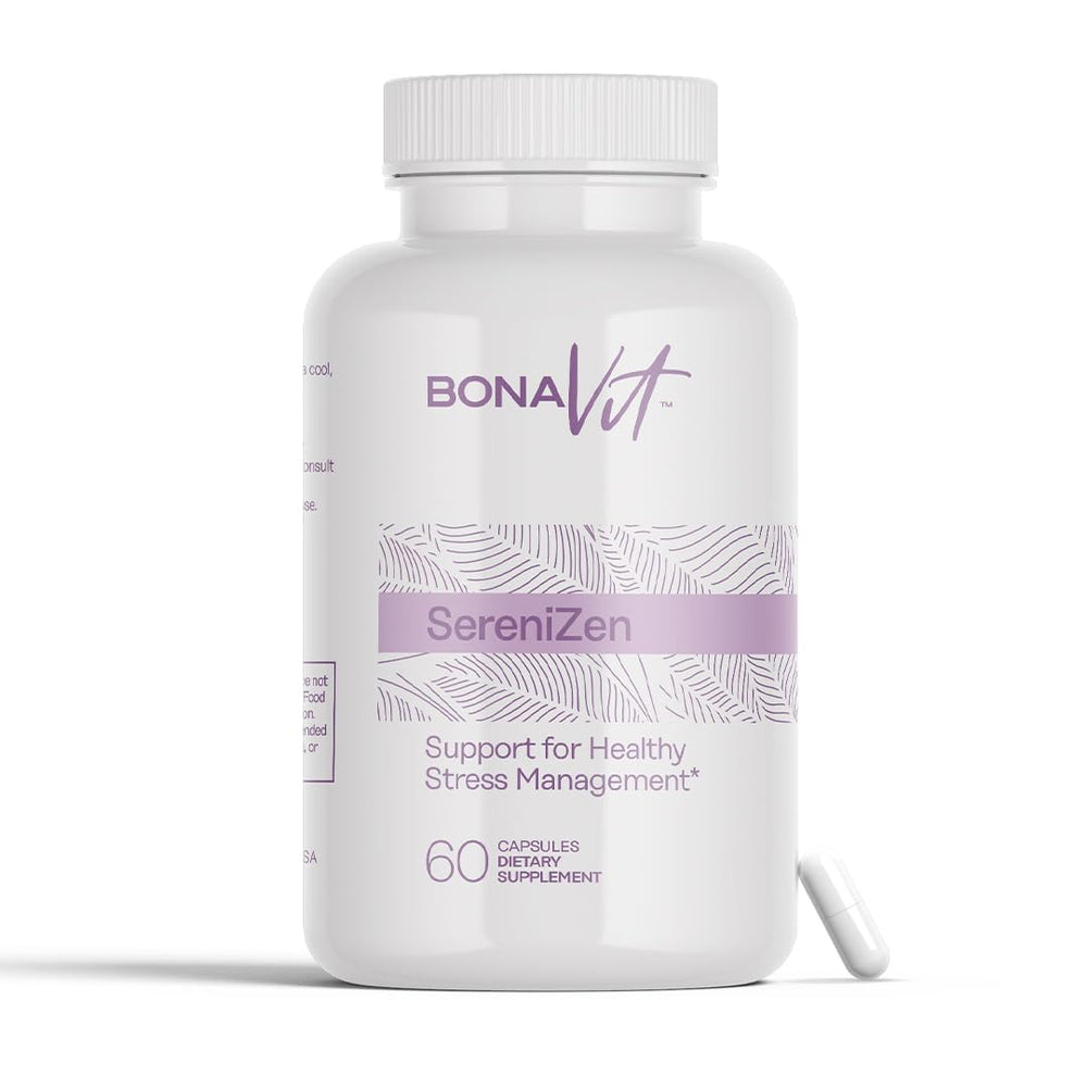 Bonavit SereniZen bottle front view for daily calm support.