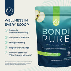Bondi Pure Green Apple pour showing a refreshing drink in a glass.