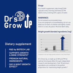 Bone Science Dr’s Grow Up PM tablets shown for evening support.