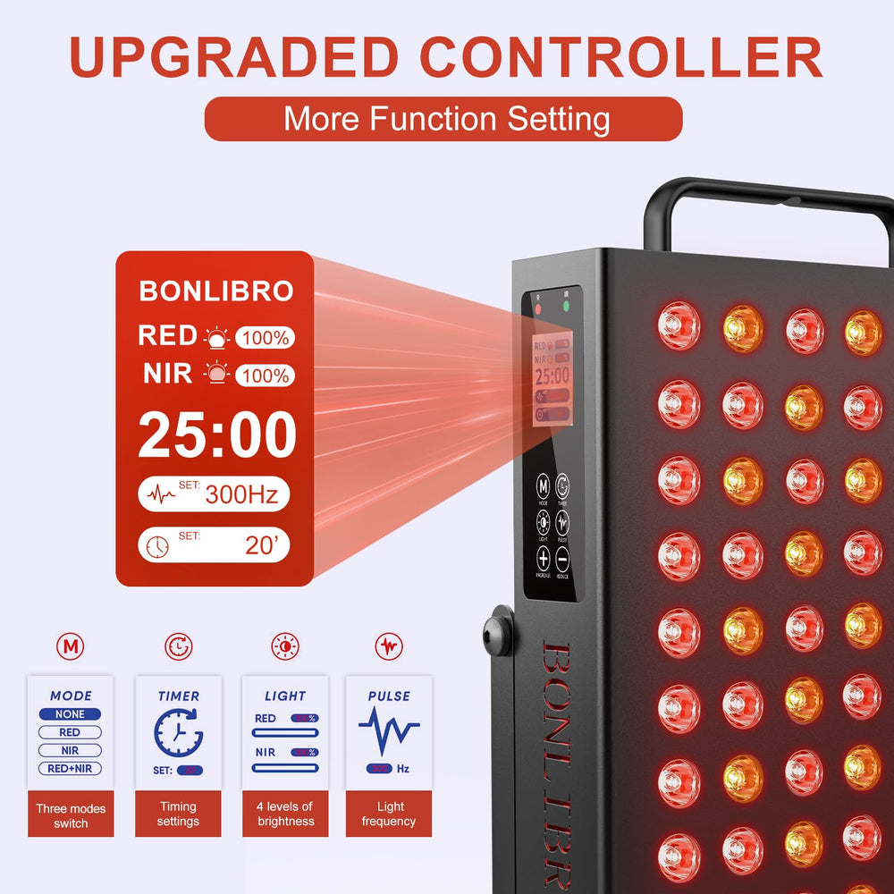BONLIBRO red light panel side view, slim profile suitable for bedside or desk.