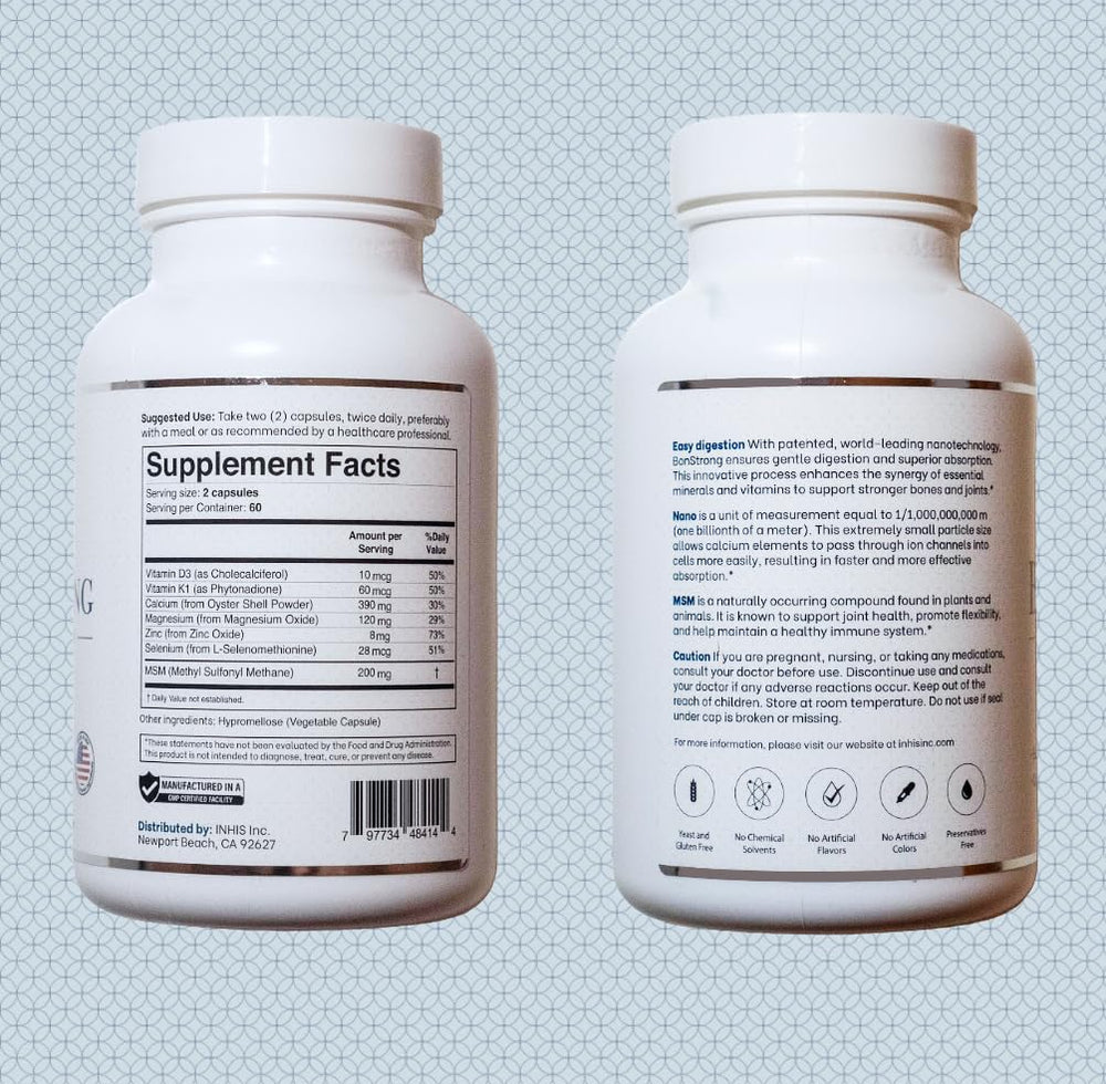 BonStrong daily dosage packaging showing a simple routine for busy lifestyles.