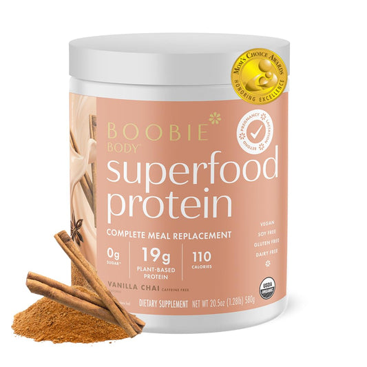 Boobie Body Vanilla Chai tub front view for convenient meal replacement