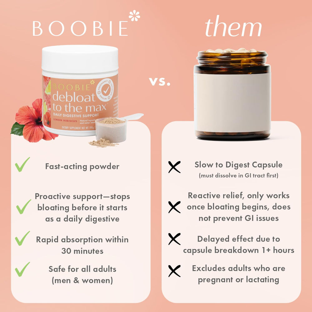 Boobie Debloat to the Max daily-use packaging signals convenience for busy routines